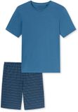 SCHIESSER AG Heren Pyjama Kort Effen Aqua Katoen Maat 48