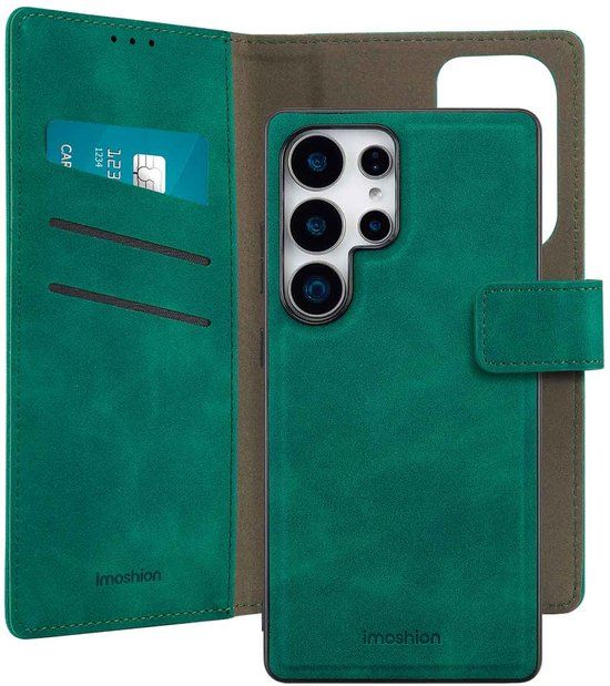 imoshion Hoesje - Geschikt voor Samsung Galaxy S25 Ultra - Uitneembare 2-in-1 Luxe Bookcase - Donkergroen