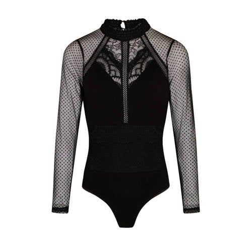 Morgan Semi-Transparent Lace Top - Black