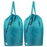UniLiGis Waszak van scheurbestendig nylon met handgrepen, inzetstuk met trekkoord voor reizen, vuile kledingtas geschikt voor de meeste wasmanden en sorteerders, 69,8 x 86,4 cm, blauw-aqua, 2 stuks