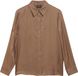 s.Oliver Chemisier brillant en mélange de viscose pour femmes, manches longues, col classique, uni, marron, coupe droite, taille 44
