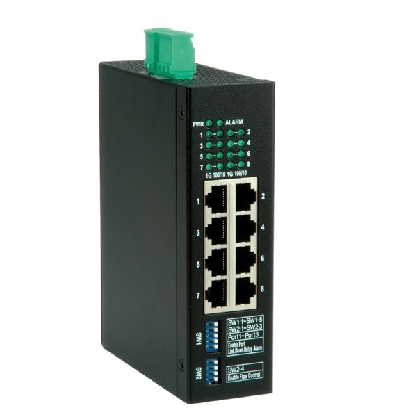 ROLINE Industrie Gigabit Switch - 8x RJ-45 - Zwart