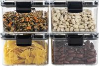 KRUMBLE Voorraadpotten met deksel set van 4 - 460 ml - Transparant en zwart