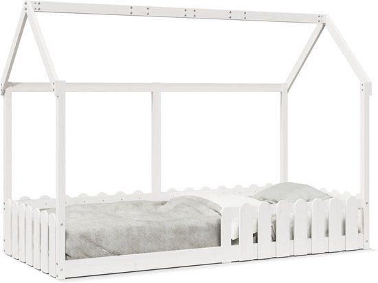 vidaXL Bedhuis - wit - massief grenenhout - 90x190 cm