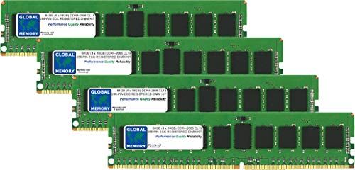 GLOBAL MEMORY 64 GB (4 x 16 GB) DDR4 2666 MHz PC4-21300 288-PIN ECC RDIMM Memory Ram Kit voor Mac Pro (2019)