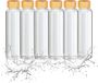 Relaxdays Glazen Waterfles - Set van 6 - 500 ml - Bamboe Deksel - Met Hoes