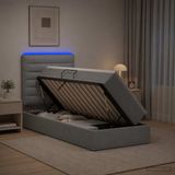 vidaXL Lit de rangement LED avec matelas, gris clair, 90 x 200 cm, tissu