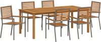 vidaXL Tuin Eettafel Set 7-delig Grijs Massief Acacia Hout