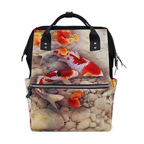 MONTOJ Koi Pebbles Bloem Canvas Rugzak Reizen Campus Rugzak