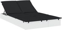 vidaXL Ligbed met kussens 2-persoons poly rattan wit