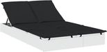 vidaXL Ligbed met kussens 2-persoons poly rattan wit