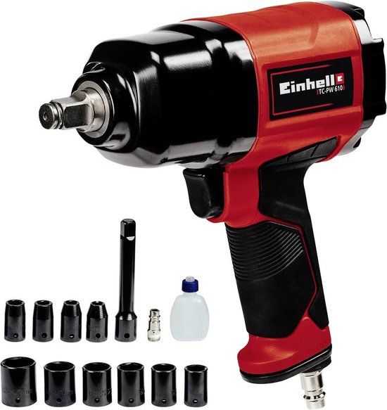 Einhell Pneumatische Slagmoersleutel TC-PW 610 - 610 Nm - Incl. 10 dopsleutels en 125 mm verlenging