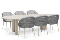 Santika Furniture Santika Pebble/Weave 240x120 cm dining tuinset 7-delig