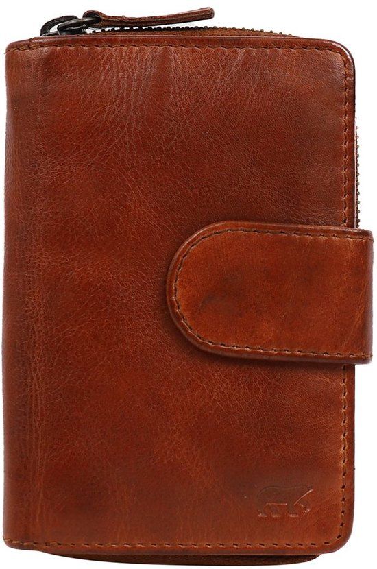 Bear Design Dames Portemonnee Cow Lavato Leer - Cognac - Ritsportemonnee