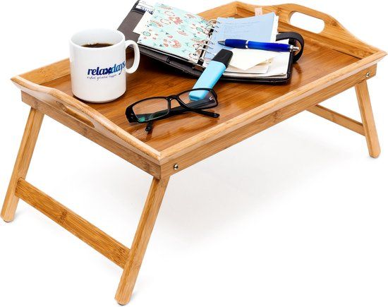 Merkloos Relaxdays Bedtafel bamboe - 4052025188818