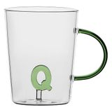 LA PORCELLANA BIANCA - Mok letter Q van borosilicaatglas, inhoud 400 ml, collectie Allalettera