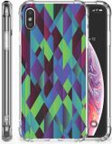 B2Ctelecom Coque antichoc pour Apple iPhone Xs Max abstraite vert bleu