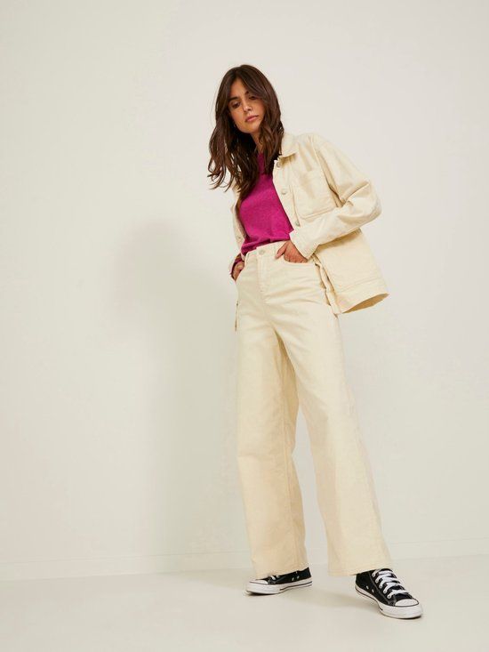 JJXX JXGelly Corduroy Wide Leg Broek - Bone White - W26 X L32