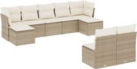 vidaXL 9-delige Loungeset met kussens, polyrattan, beige