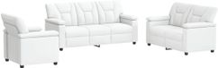 vidaXL Canapé 3 pièces Blanc Similicuir