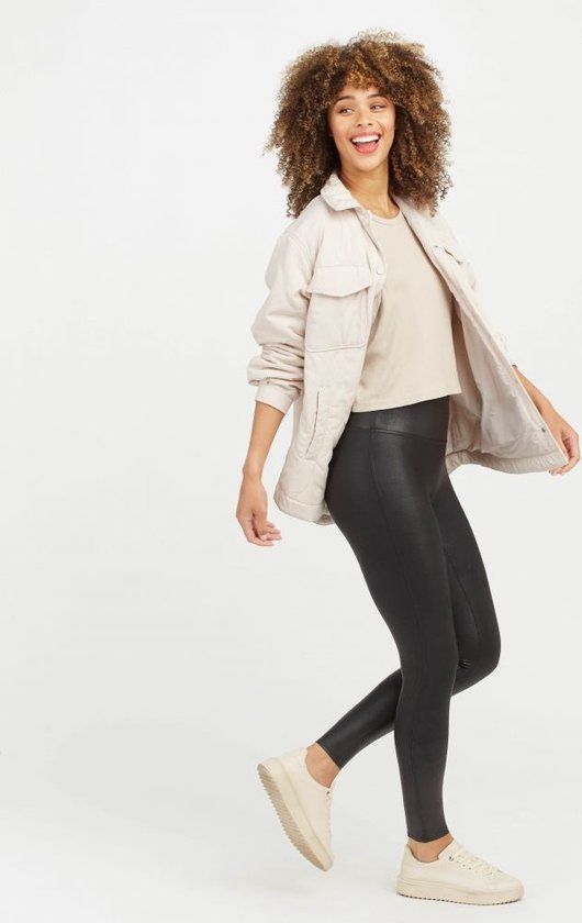 Spanx Faux Leather Legging Plus - Zwart - Maat XXL