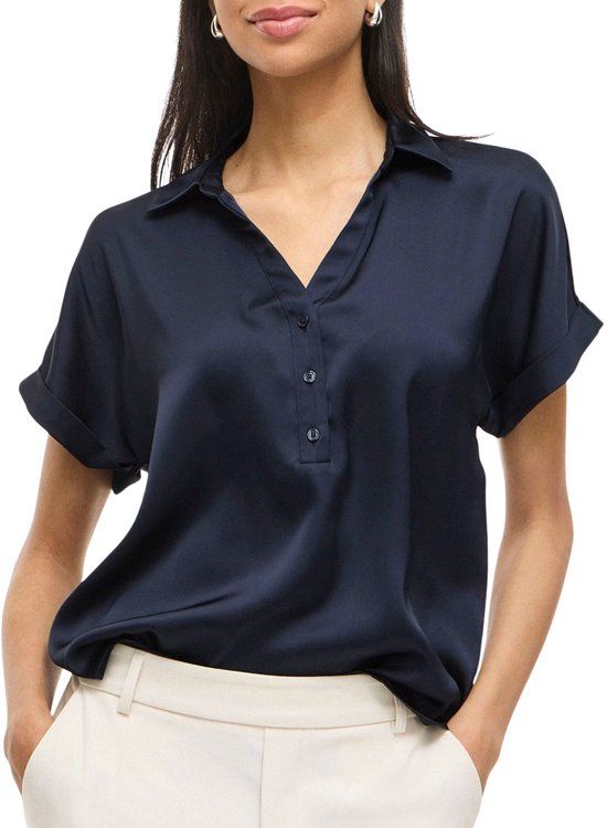 VILA VIENNA RAVENNA S/S TOP - NOOS Dames T-shirt - Navy Blazer - Maat 40
