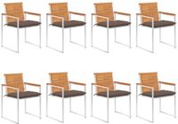 vidaXL Tuinstoelen 8 stuks met kussens massief acaciahout Taupe