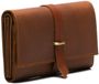 Beocca Yarra Portemonnee pour femme en cuir - Cuir tanné végétalement - 12 fentes pour cartes - Rabat - Poche zippée pour monnaie - Fait main - Durable et élégant - Cognac