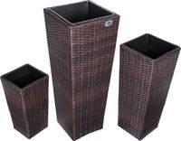Casaria Bloempotten polyrotan set van 3 bruin