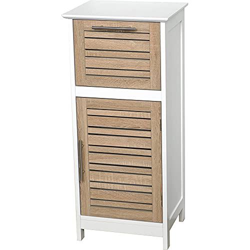 TENDANCE Commode voor de badkamer - 1 deur en 1 lade - Effect: verouderd eiken