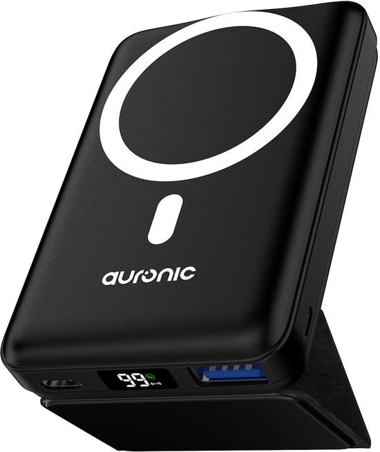 Auronic Powerbank 10000 mAh - 22.5W - Wireless Charging - Black