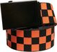 Urban Classics - Check and Solid 2-pack Canvas riem - S/M - Zwart/Oranje