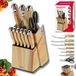 Klausberg Set de couteaux - Set de couteaux de cuisine de 13 pièces avec bloc à couteaux et aiguiseur - Couteaux de cuisine et couteaux à steak en acier inoxydable - Comprend des ciseaux de cuisine - Aspect bois
