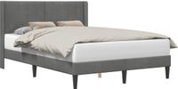 vidaXL Cadre de lit avec tête de lit, gris foncé, 140 x 200 cm, velours