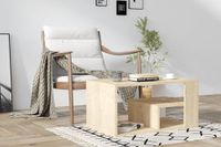 Hanah Home Moderne eiken koffietafel, 80 x 50 x 40 cm, 100% melamine gecoat deeltjesbord, 18 mm, muurvast, extra opslag, Scandinavisch design