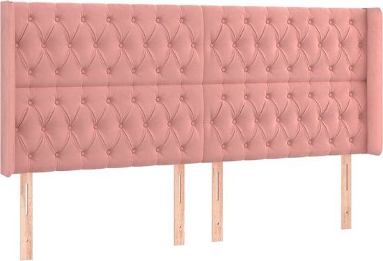 vidaXL Hoofdbord met randen 183x16x118/128 cm fluweel roze