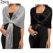 Sans marque Foulard et châle de mariée deux pièces pour femme, châle de robe de soirée métallique scintillante avec pompons.