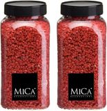 Mica Decorations decoratie stenen/granulaat - 2x - 650ml - rood