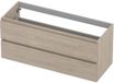 INK - Onderkast 2 Laden Greeploos met Houten Keerlijst - 1200x450x520 Mm - Ivoor Eiken
