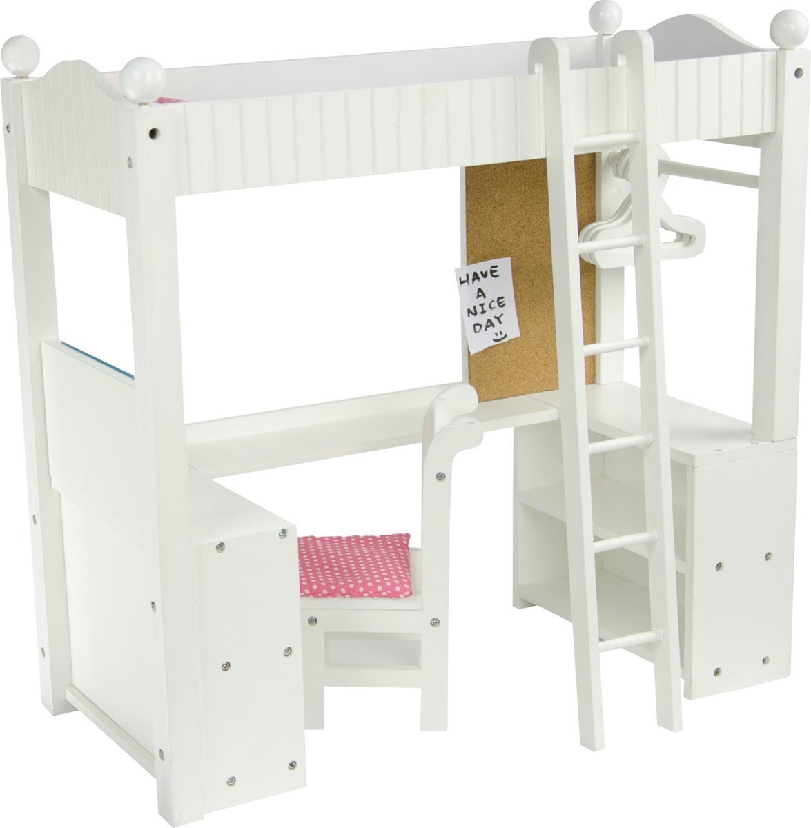 Olivia's Little World Houten bed met bureau voor poppen van 45 cm Olivias World TD-0204A