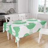 Bonamaison Tafelkleed, Anti-Mold, Sneldrogend, Waterdicht, 100% Polyester Tafellaken, Petroleum Groen, Wit, 140 x 160 Cm