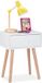 Merkloos Relaxdays nachtkastje met lade - modern - 55 x 42 x 30 cm - bijzetkastje - houten poten - wit