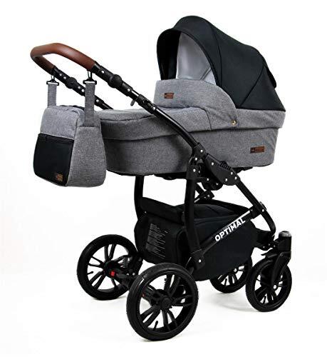 Lux4Kids Kinderwagen Optimum 3-in-1 2-in-1 Megaset Buggy autostoel babyzitje sportstoel Grey Flex Black 2-in-1 zonder autostoel