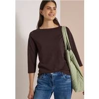 Cecil Dames 3230872 basic shirt met boothals, truffle brown, M