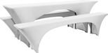 Beautissu Victoria - 3-delig Housse élastique pour ensemble de tente à bière 220x50 cm - Housse festive pour table de bière et 2 housses pour bancs de bière en blanc