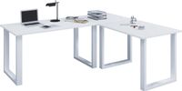 VCM Holz Schreibtisch | Eckschreibtisch schlicht | 160x160 | L Form links oder rechts | Arbeitstisch Platte 80 cm tief | Computertisch Büromöbel - Lona U