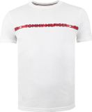 Tommy Hilfiger Logo Stripe T-shirt - Mannen - Wit - Rood