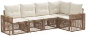 vidaXL Banc de jardin 5 places beige et crème blanc polyrotin