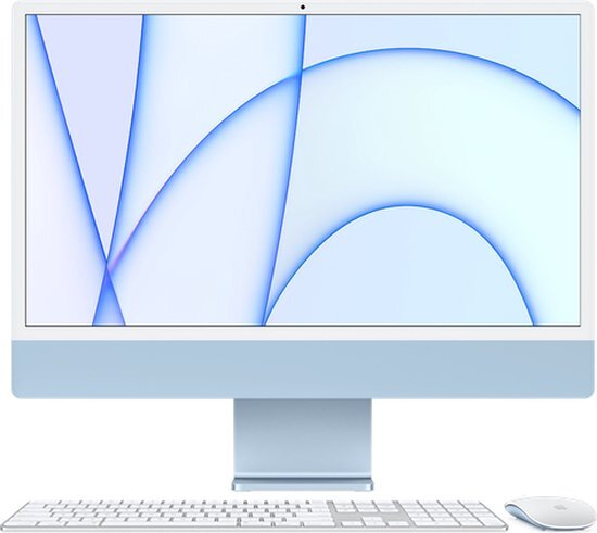 Apple iMac 24 inch (2021) - 8GB - 512GB SSD - 8 core CPU - 8 core GPU - Magic Keyboard met numeriek toetsenblok - Touch ID - Ethernet - Blauw
