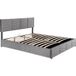 MODENUIT Lit Double Rembourré Hydraulique En Velours Gris 160 X 200 Cm, Tête De Lit Réglable